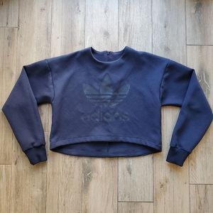 Adidas Sweater Cropped Crewneck Navy Zip S